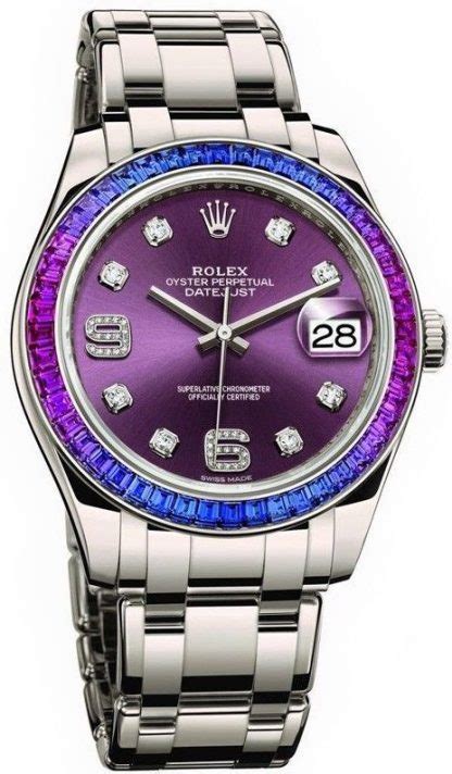 rolex watch with purple face.